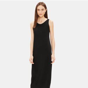 NWT Eileen Fisher Black Basket Crepe Tank Dress w/ Keyhole Back Women's Size 1X